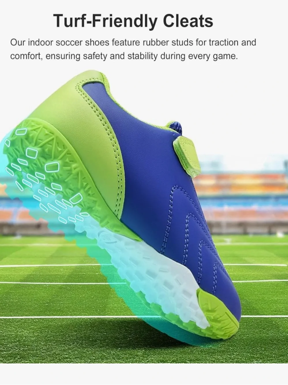 Stelle Kids Athletic Shoes baseball shoes/ soccer shoes unisex - Blue & Lime